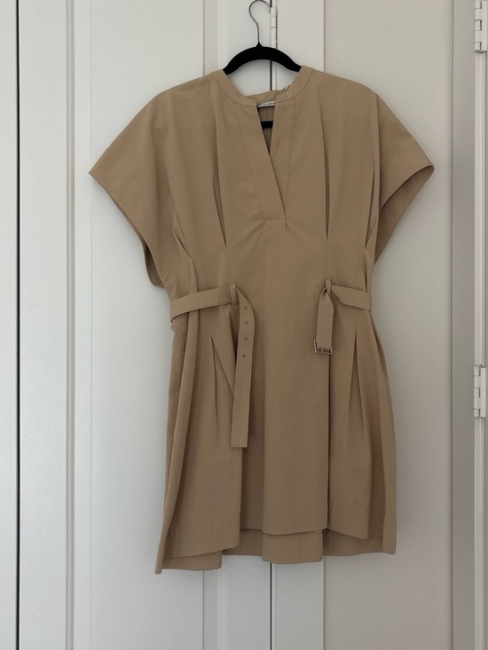 Zara Dresses & Skirts - Zara Beige Tan Belted Short-Sleeve Dress
